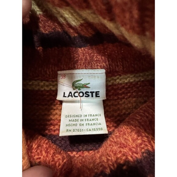 Lacoste Striped Cowl Neck Sweater - Red and Brown - Picture 4 of 6